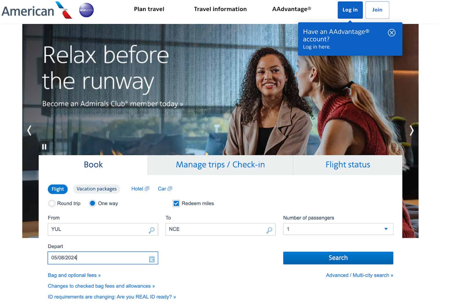 American Airlines : Summer 2024 Expansion and Booking Award flights - AA Advantage Welcome page