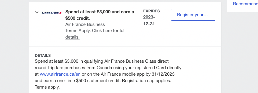 offre Amex Air France