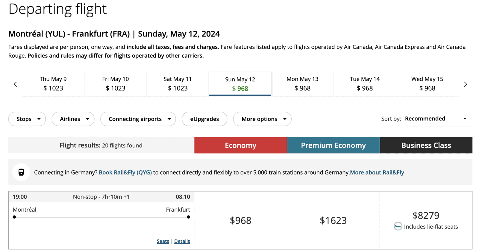 Air Canada: Air-To-Rail Connections to Discover in Europe and South Korea - FR-Montreal-francfort