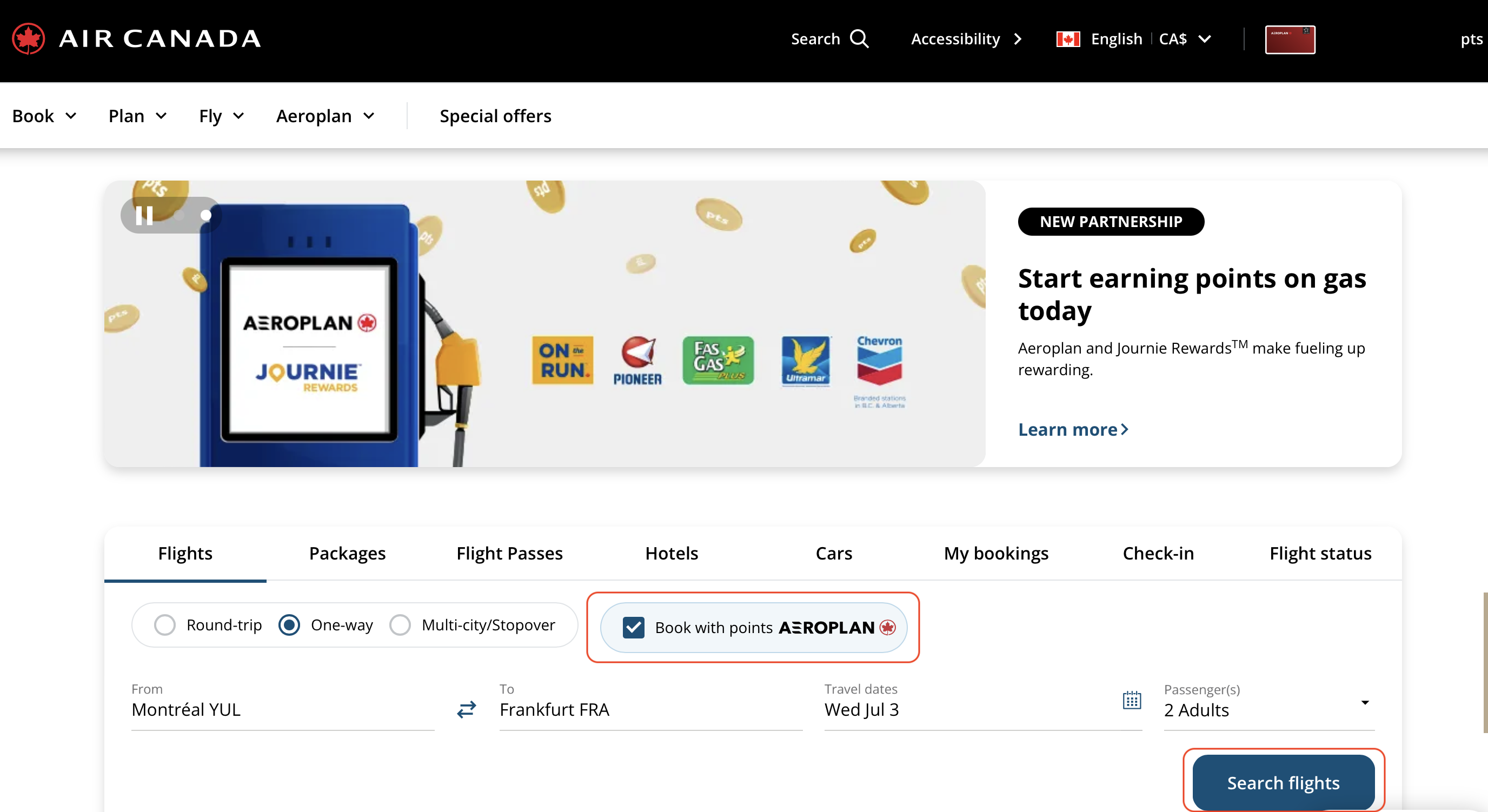 Aeroplan How to book a trip using your points Aeroplan - FR accueuil fra