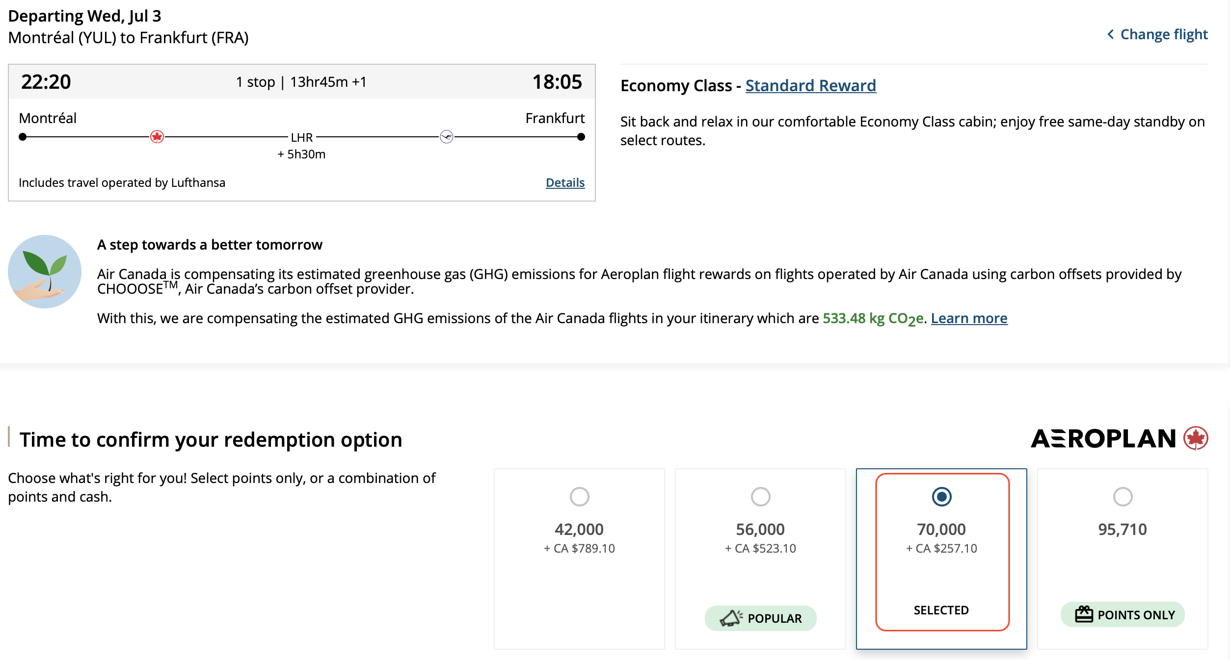 Aeroplan How to book a trip using your points Aeroplan - FR menu option
