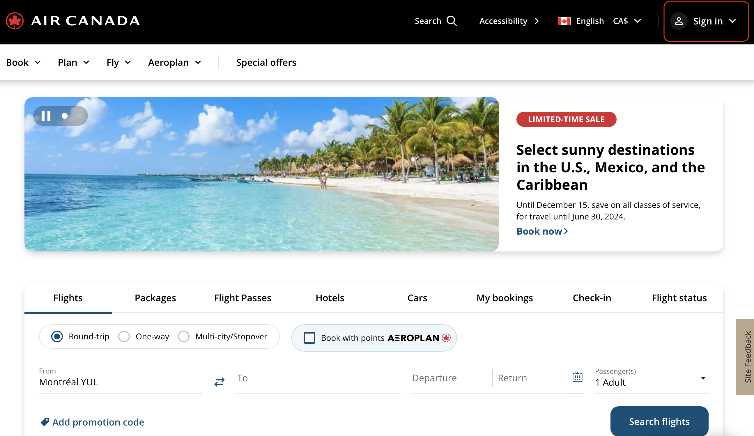 Aeroplan How to book a trip using your points Aeroplan - page accueil me connecter air canada
