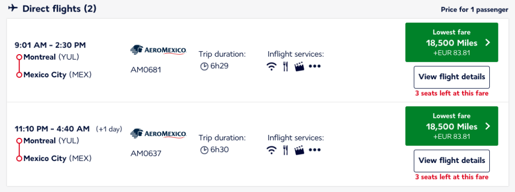 Montreal-Mexico in Economy for less than 40 000 Flying Blue