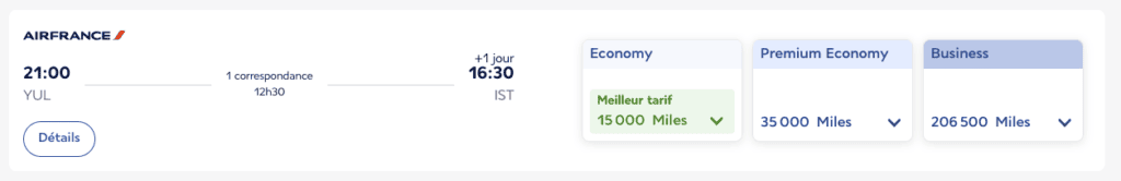 Vol aller/retour Istanbul - Montréal en cabine Economy pour moins de 40 000 Flying Blue