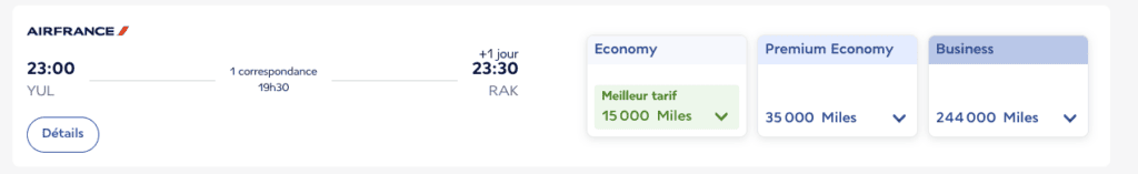 Vol aller/retour Marrakech - Montréal en cabine Economy pour moins de 40 000 Flying Blue