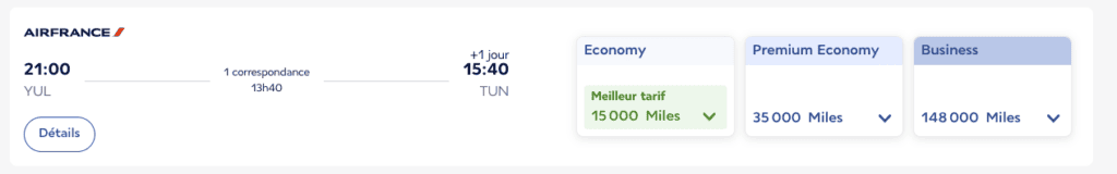 Vol aller/retour Tunis - Montréal en cabine Economy pour moins de 40 000 Flying Blue