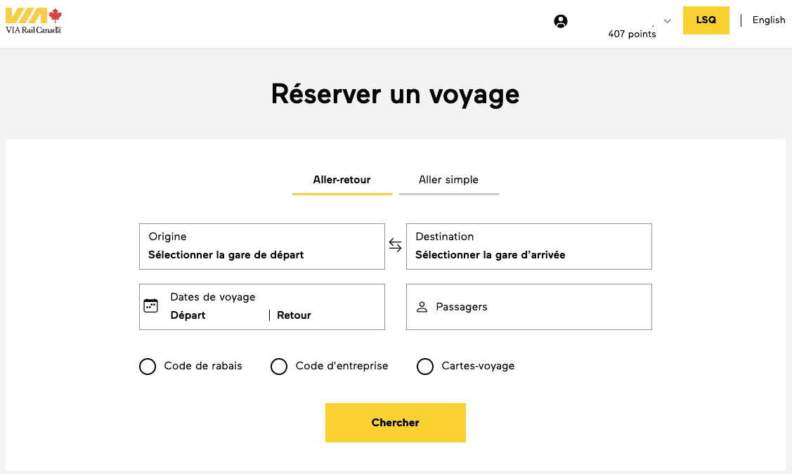 Comment utiliser ses points VIA Préférence pour un billet de train VIA Rail gratuit - Reserver un voyage via rail