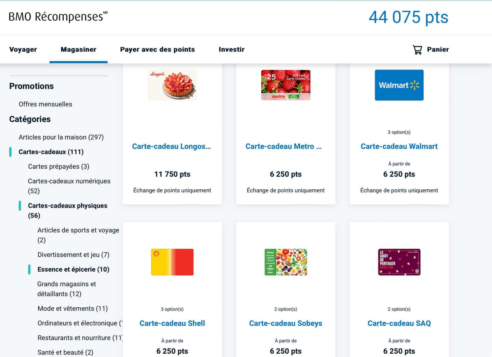 Guide&nbsp;: Comment utiliser les points BMO Récompenses pour maximiser leur valeur - carte cadeau points bmo