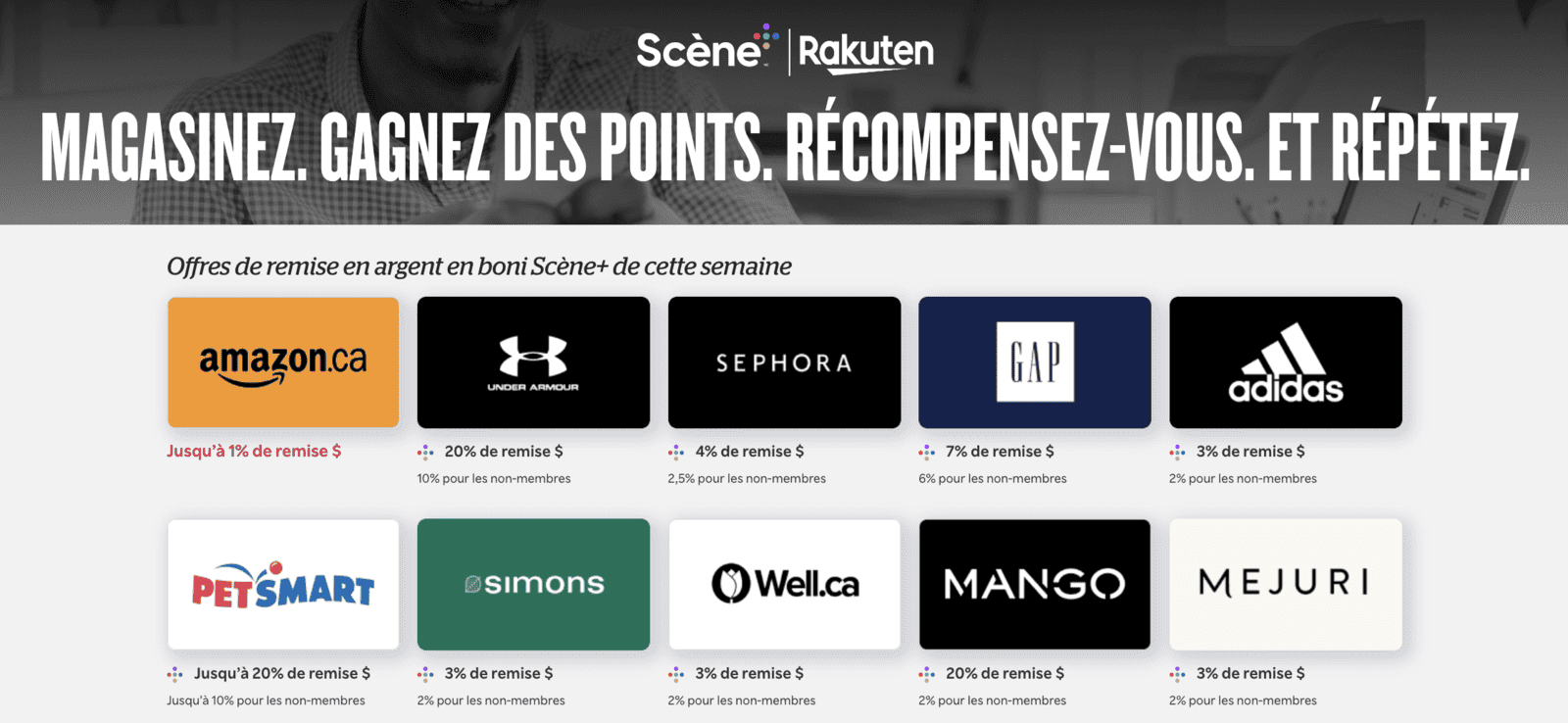 Promotions Scène+ : Jusqu’à 20&nbsp;% de remise sur les échanges de points et bien plus - rakuten scene plus fr