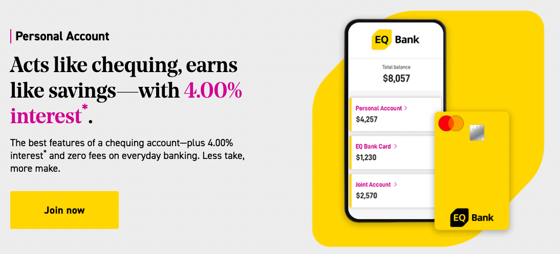EQ Bank: get your free bank account (available at Quebec)! - EQ bank personal account