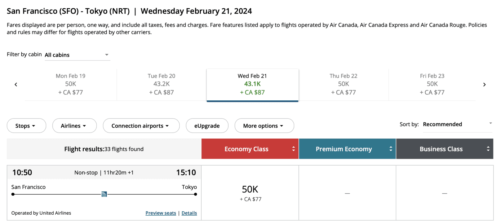 Google Flights: How to find the best flights and fares - Même disponibilité sur Aeroplan