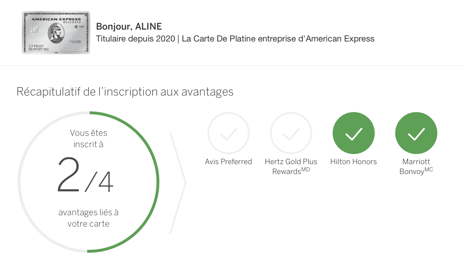 American Express: How Do I Activate the American Express Platinum Card Benefits? - Confirmation inscription avantage carte Platine