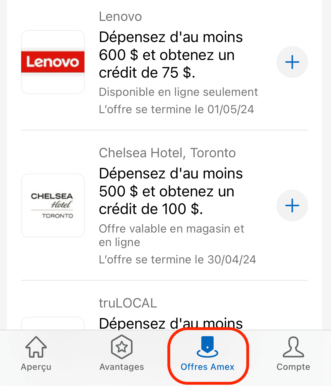 Offres American Express en ligne&nbsp;: Meubles RD, Points-bonis Marriott Bonvoy et Knix - Offres Amex app FR