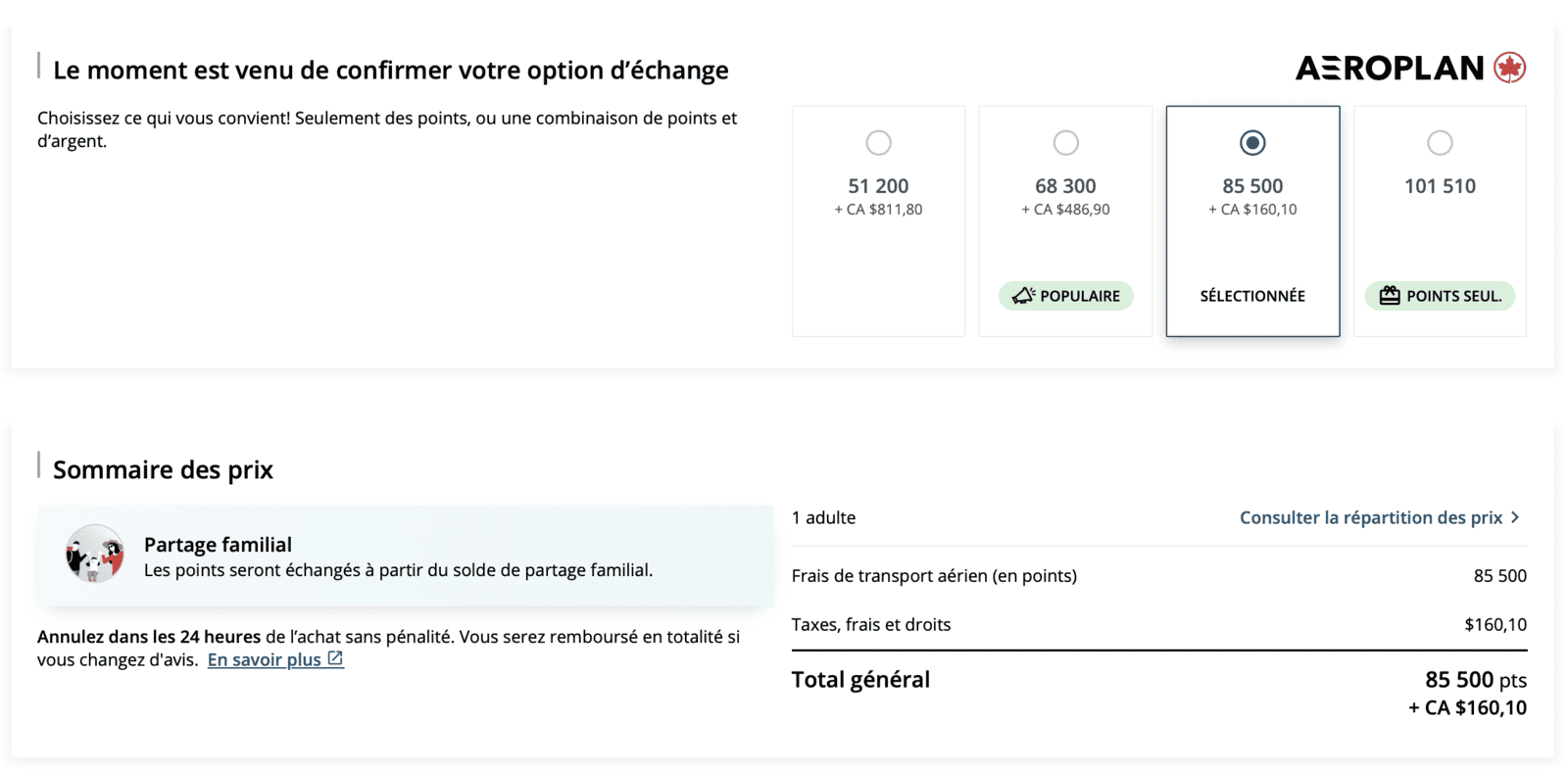 Maximiser vos options de vols en points Aéroplan pour un voyage en Europe - Aeroplan Eu CDG points 2