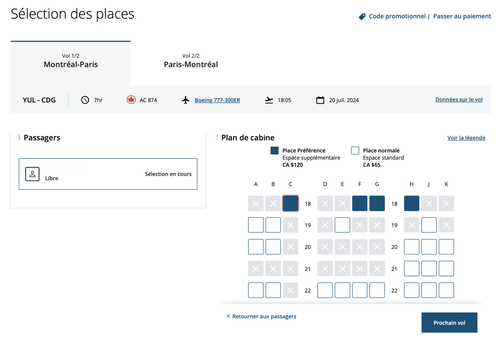 Maximiser vos options de vols en points Aéroplan pour un voyage en Europe - Aeroplan Eu sélection siège paris