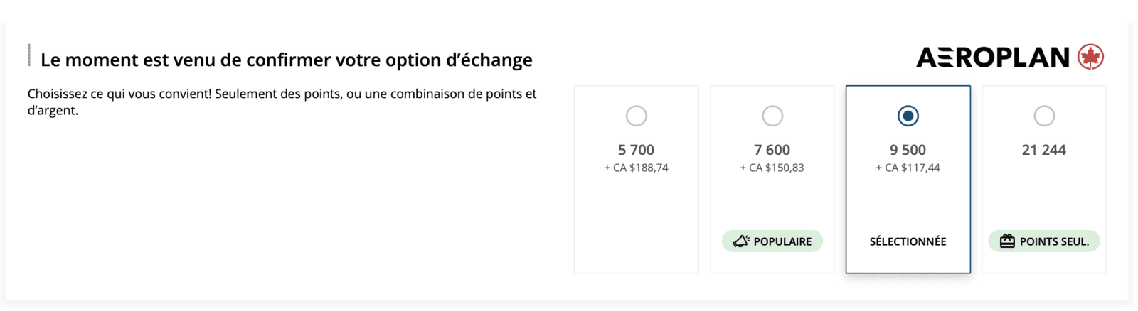 Guide du débutant au programme Aéroplan : tout ce qu’il faut savoir - Option échanges