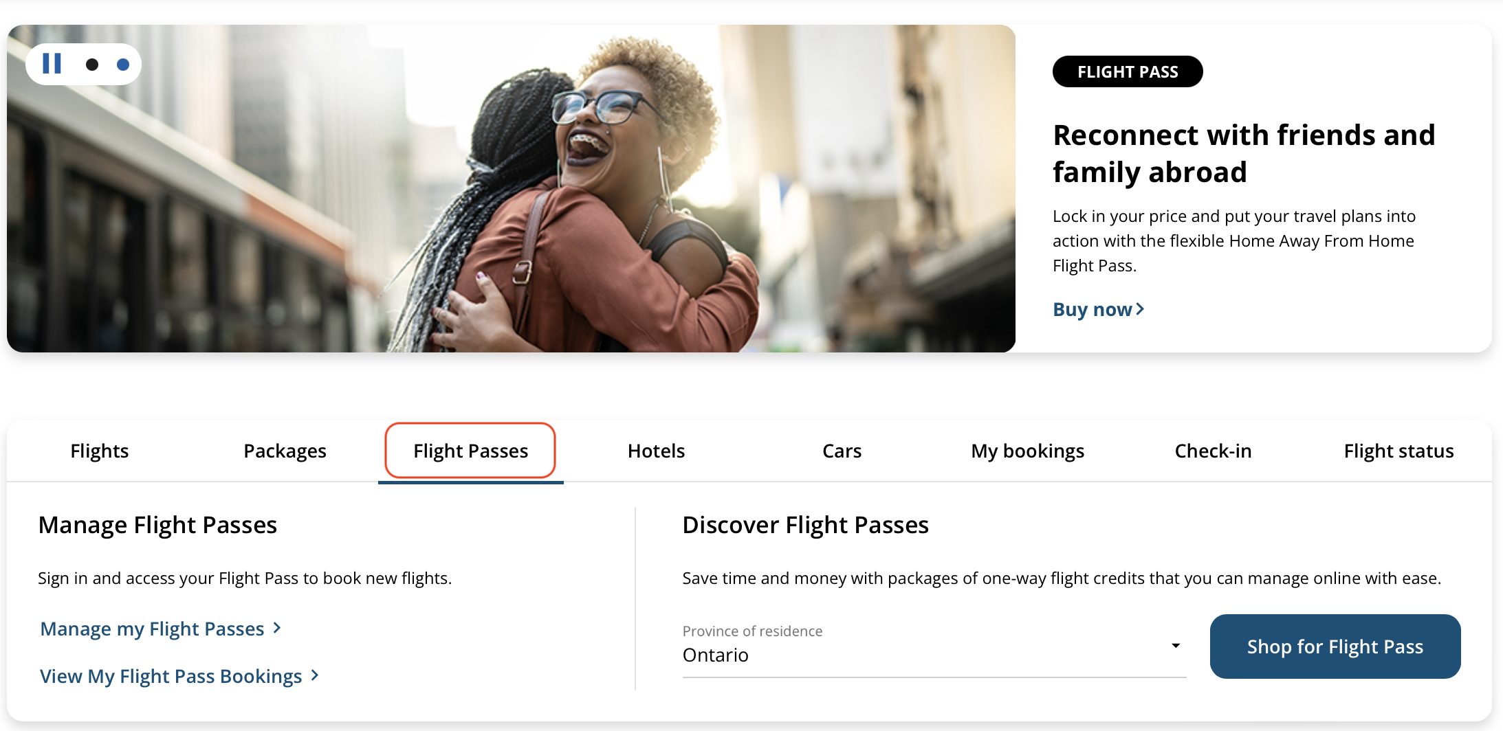 How Air Canada’s Home Away From Home Flight Pass Works - Passe de vol homepage FR