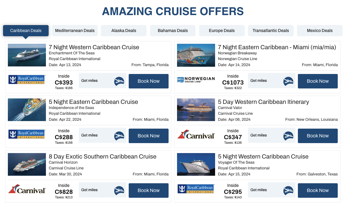 How can I get a low-cost cruise with my credit card points? - red tag air miles cruise