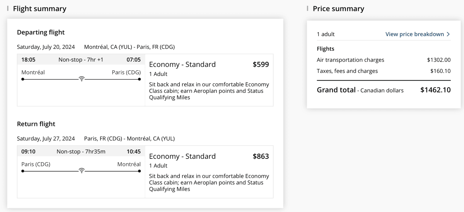 Maximize Your Flight Pptions With Aeroplan For A Trip To Europe - YUL-CDG cash