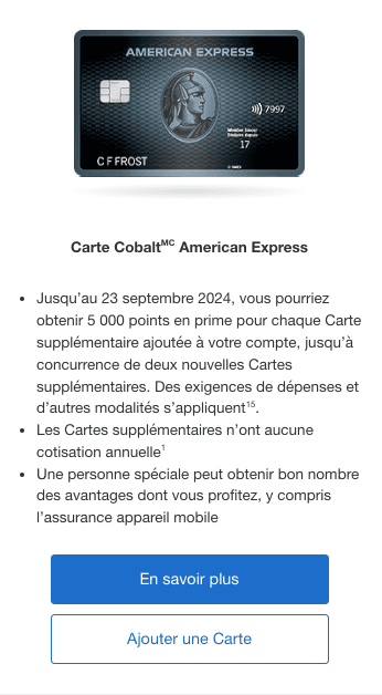 cobalt promo carte supplementaire