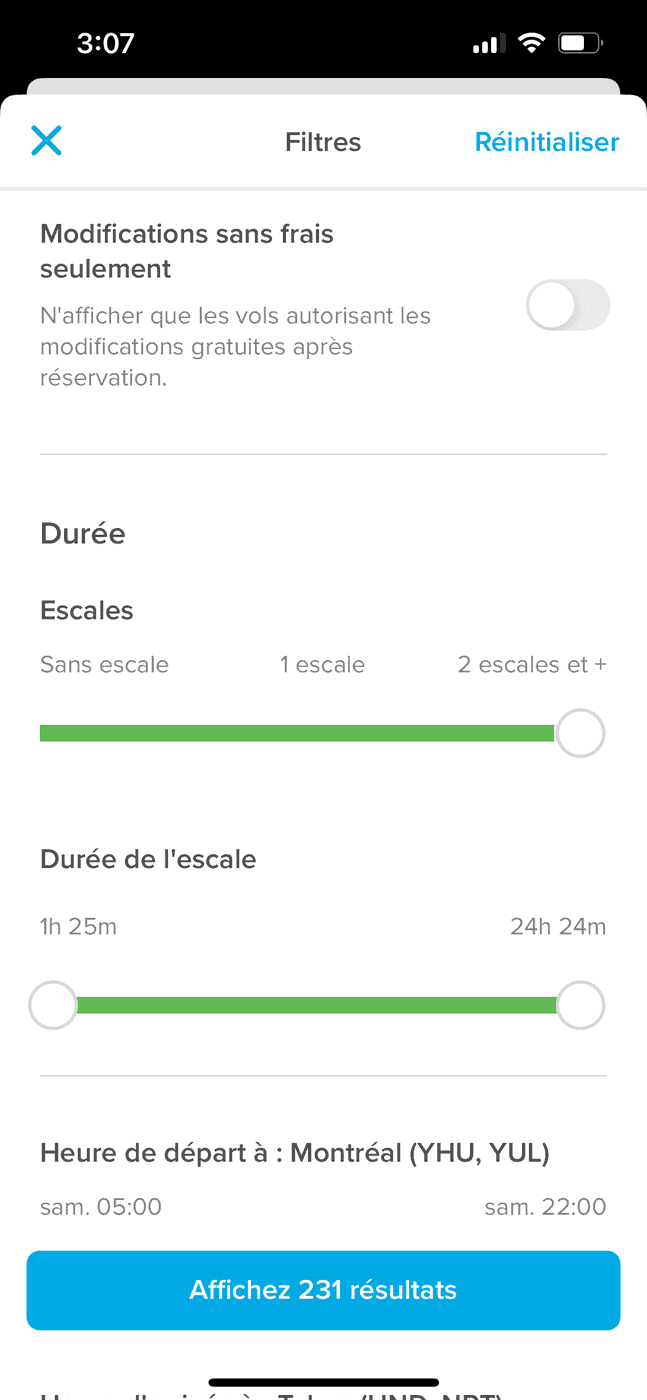 Hopper&nbsp;: l’application pour économiser sur vos réservations de voyage - hopper filtres 6895