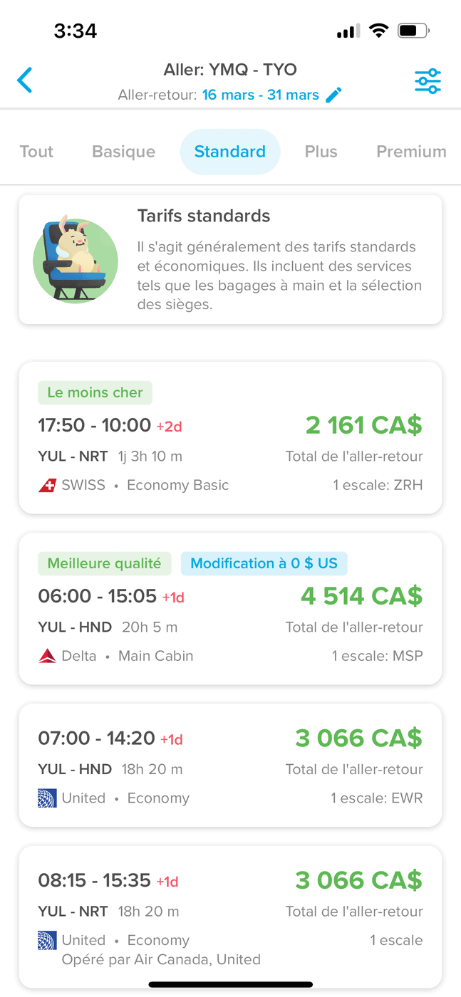 Hopper&nbsp;: l’application pour économiser sur vos réservations de voyage - hopper résultats 6898
