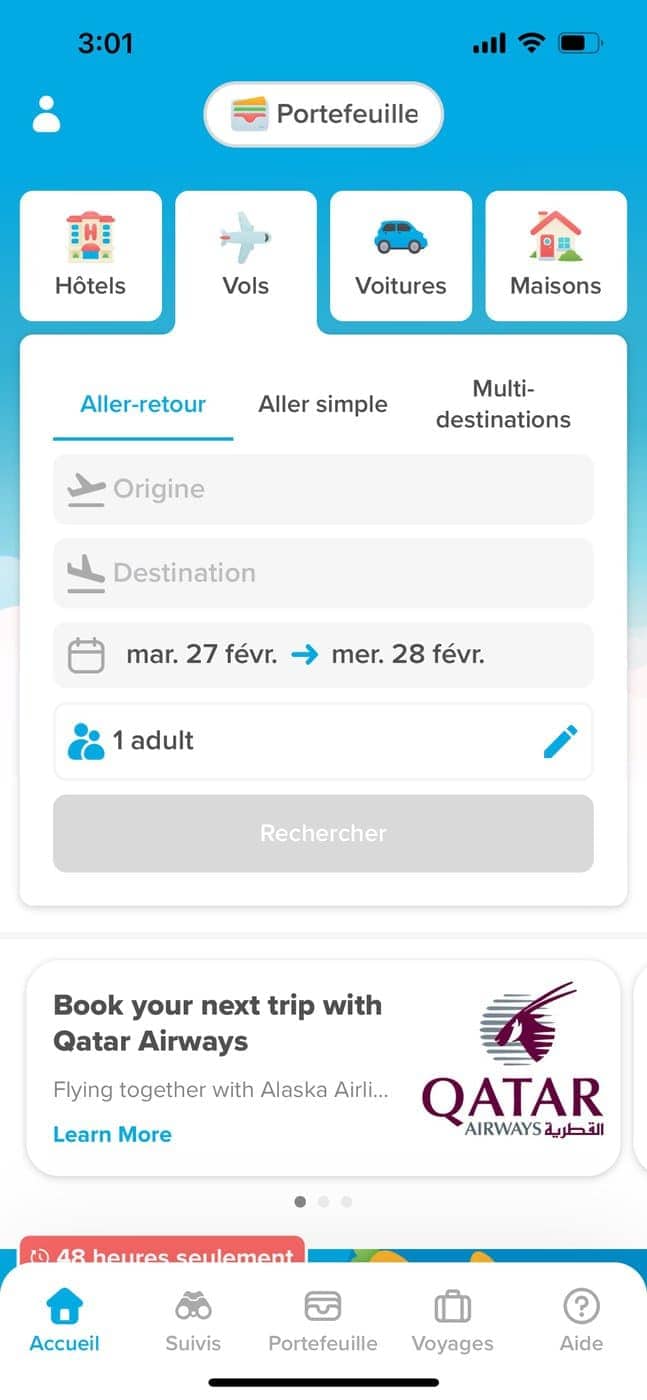 Hopper&nbsp;: l’application pour économiser sur vos réservations de voyage - hopper vol 6880