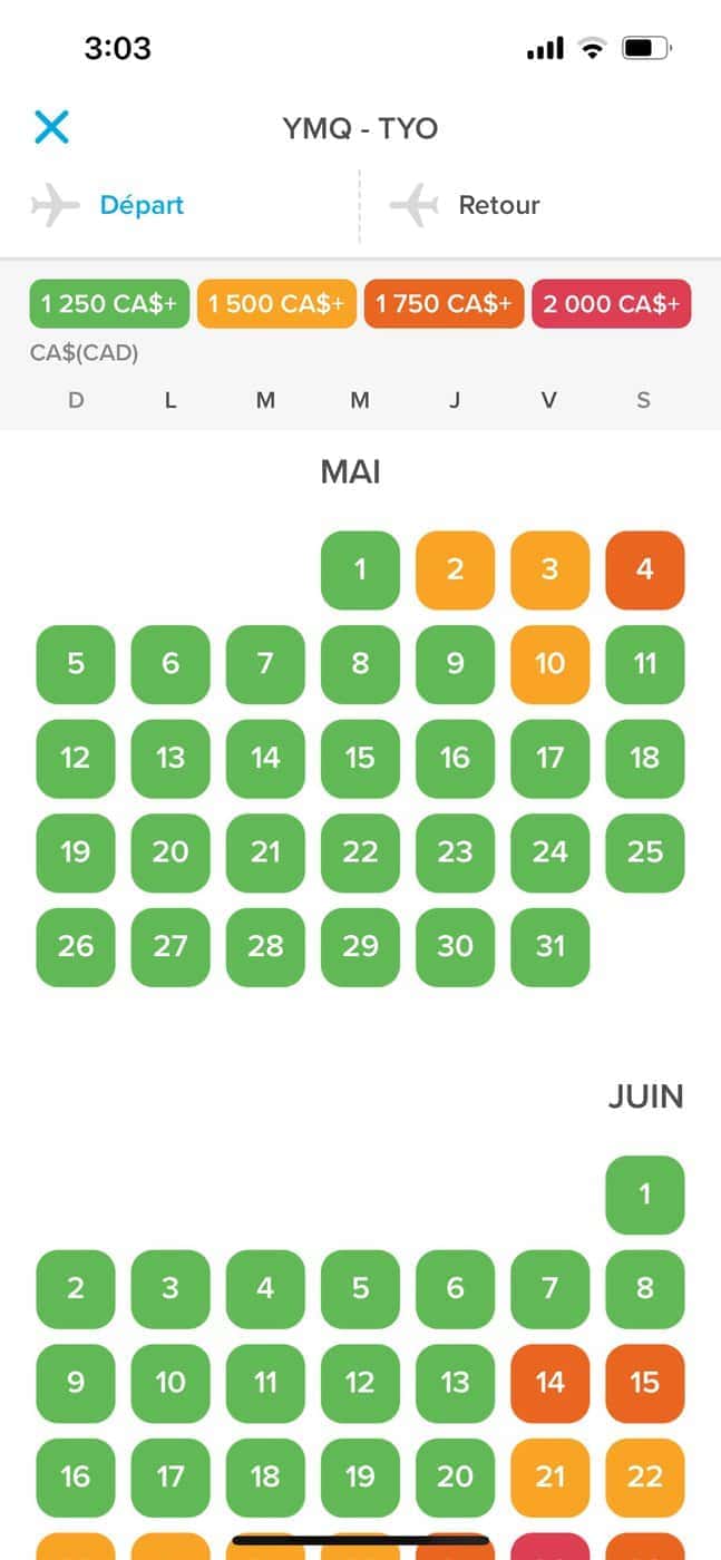 Hopper&nbsp;: l’application pour économiser sur vos réservations de voyage - hopper vol 6883