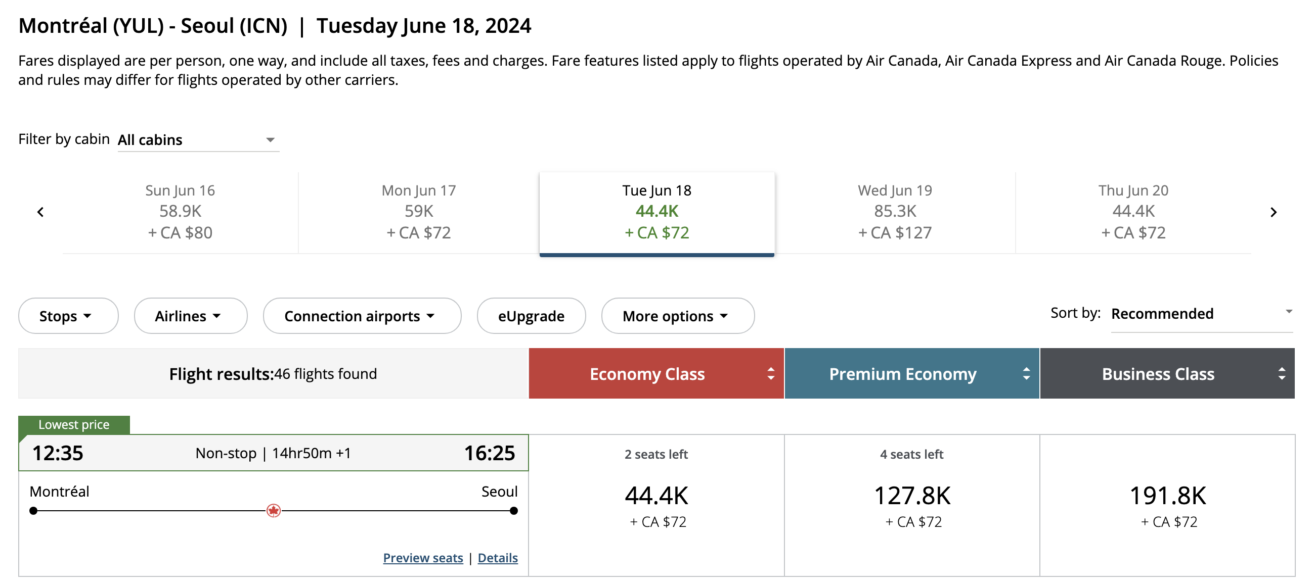 Maximize Your Aeroplan Points For a Trip to Asia - yul-icn-ac-fr