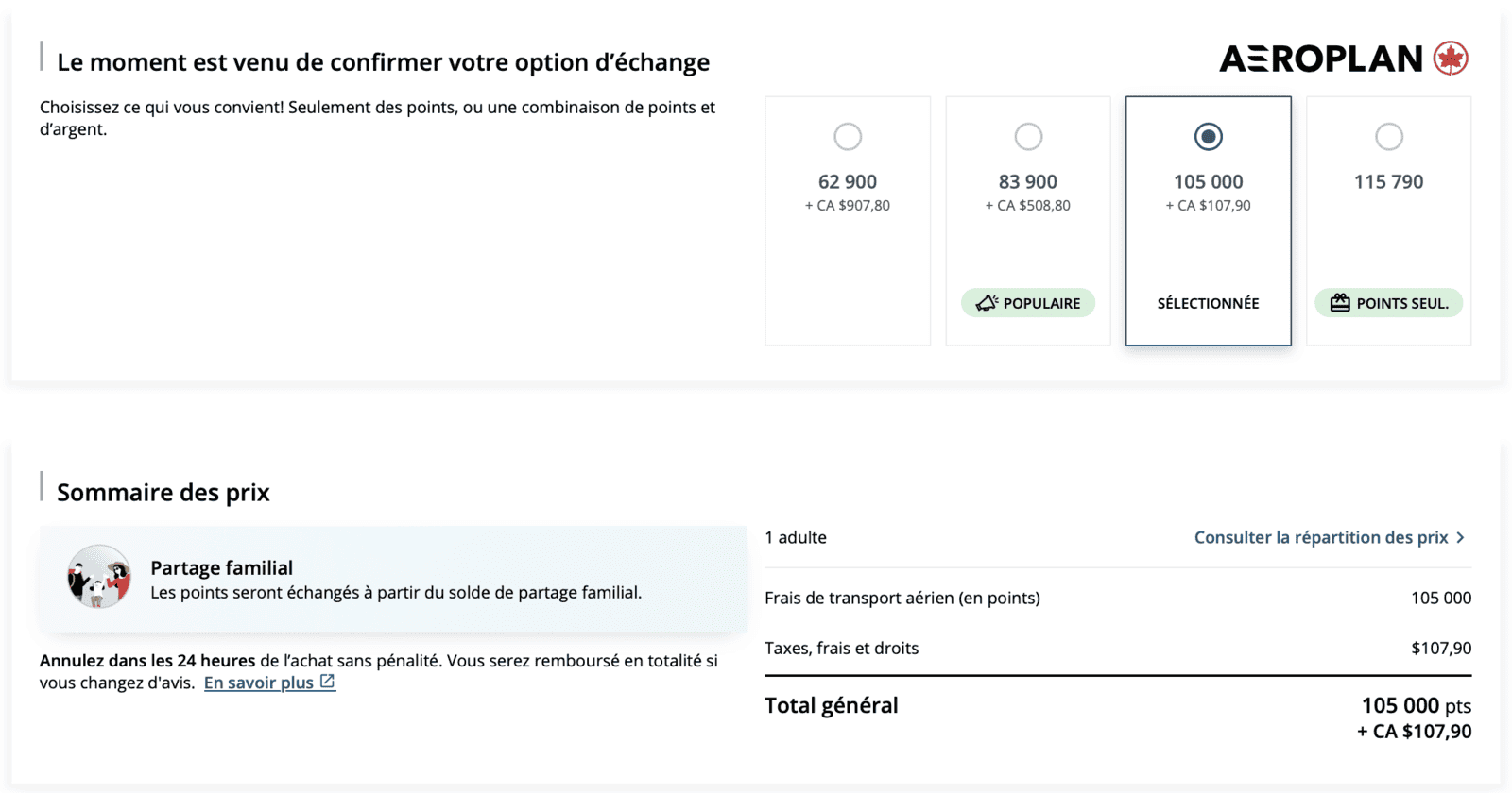 Maximiser les points Aéroplan pour un voyage en Asie - yul nrt options points fr