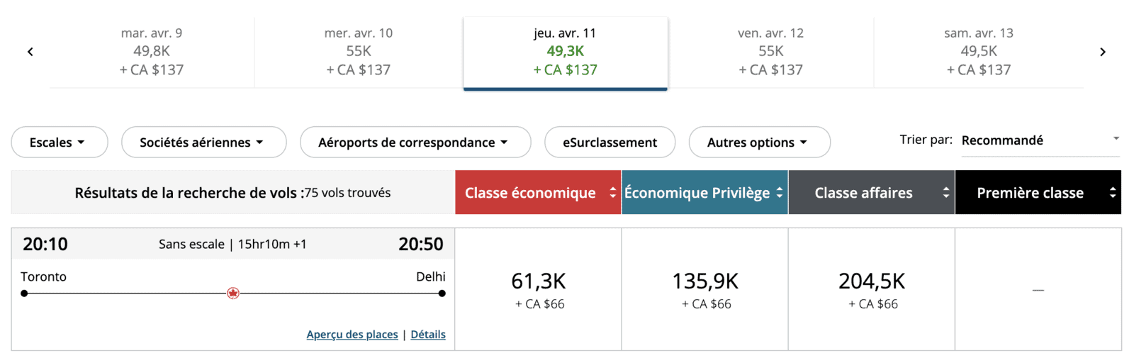 Maximiser les points Aéroplan pour un voyage en Asie - yyz del ac fr