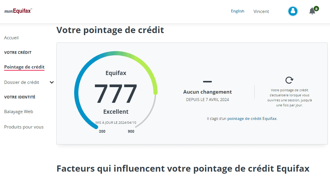Score de crédit&nbsp;: Comment lire votre dossier de crédit Equifax? - 02 monEquifax FR