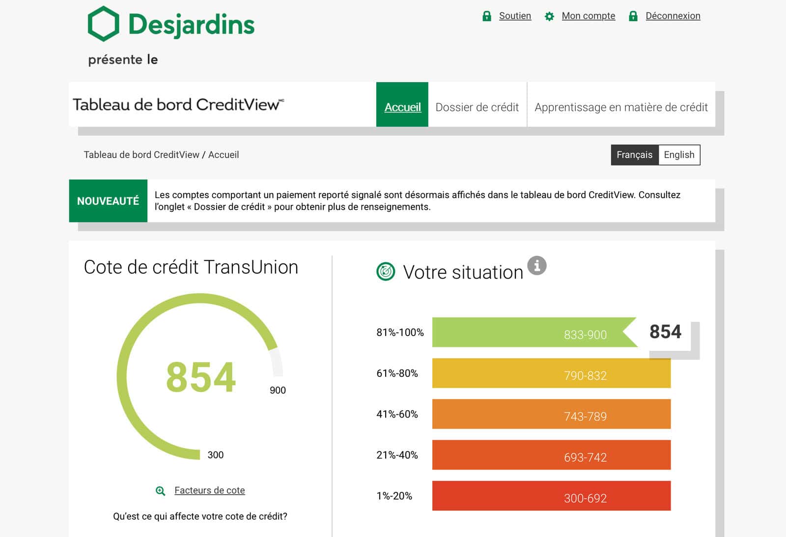 Desjardins&nbsp;: Consultez gratuitement votre dossier de crédit chez Equifax et TransUnion - Accueil