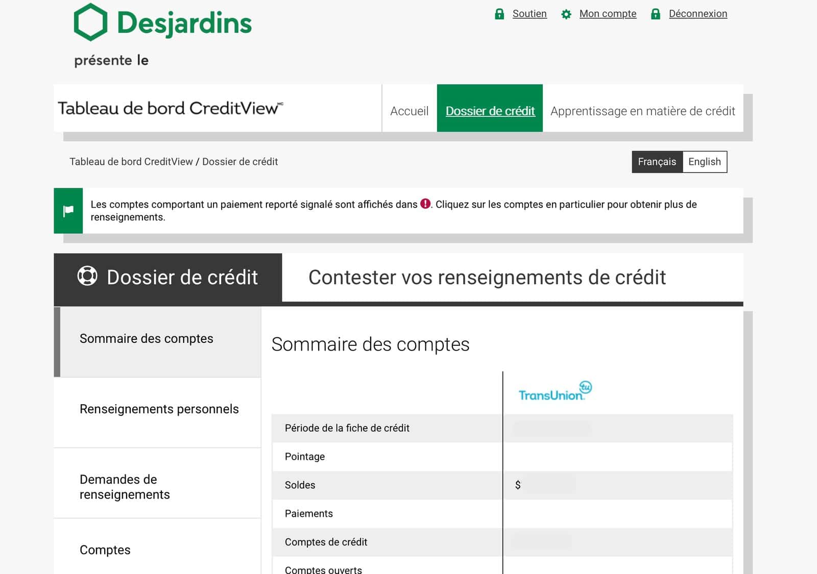 Desjardins&nbsp;: Consultez gratuitement votre dossier de crédit chez Equifax et TransUnion - Dossier de credit