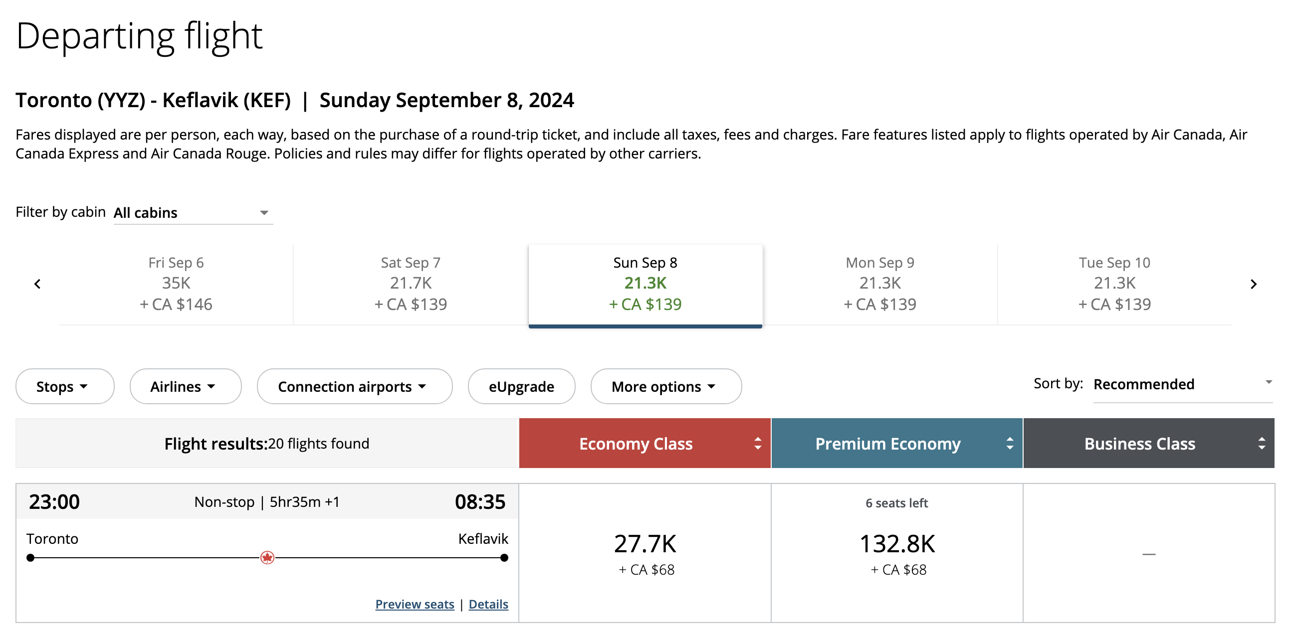 Planning a Trip From Start to Finish With Aeroplan Points - aeroplan-reserver2-fr