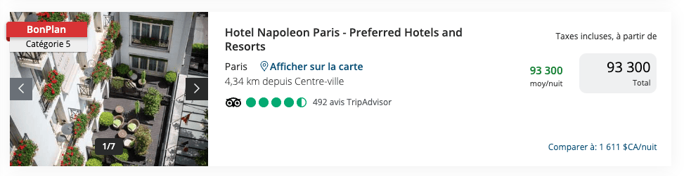 hotel napoleon paris bonplan