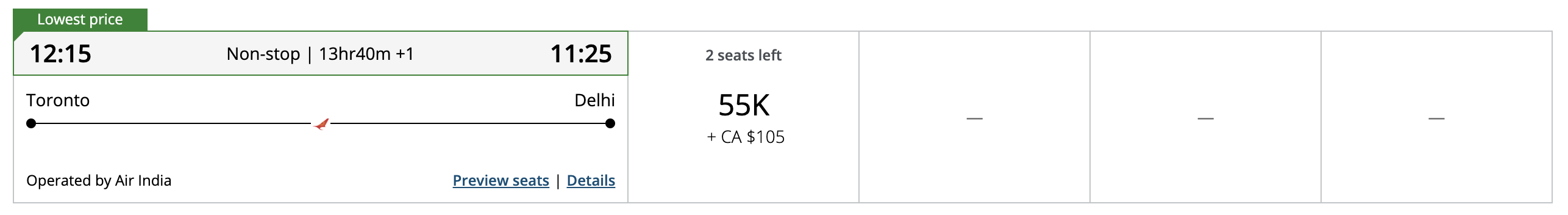 Maximize Your Aeroplan Points For a Trip to Asia - yyz-del-ac-fr