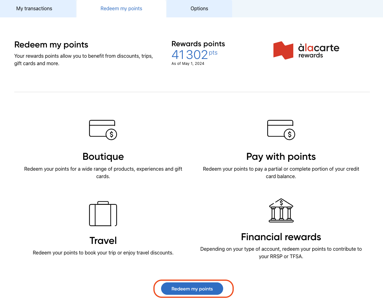 National Bank: How to Use NBC Rewards Points with À la carte Travel - Echanger points BNC