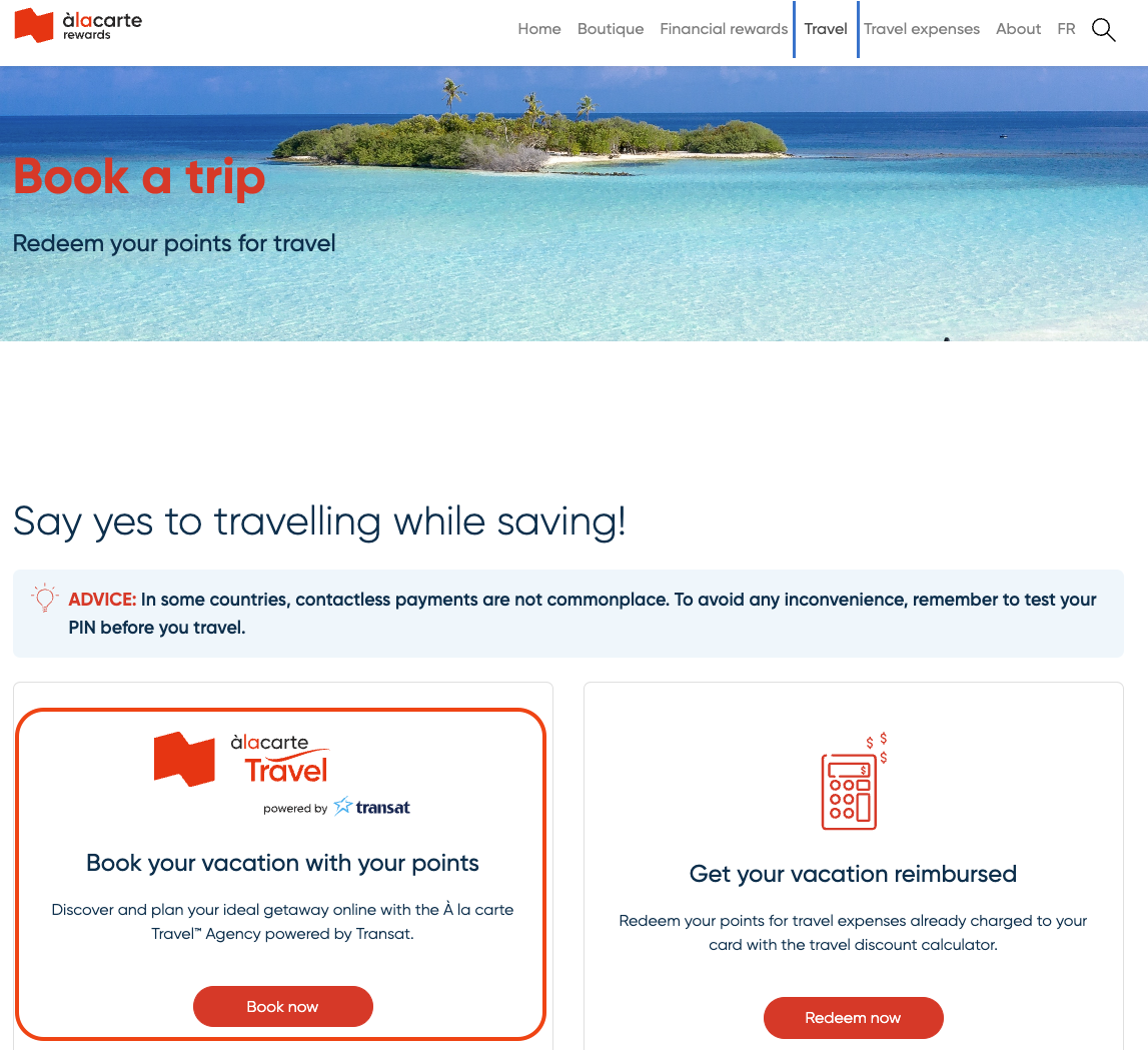 National Bank: How to Use NBC Rewards Points with À la carte Travel - Voyage a la carte