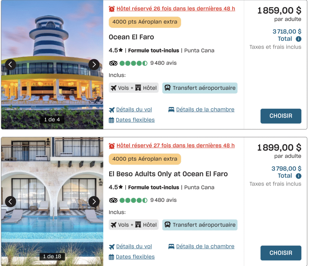 forfaits air canada FR