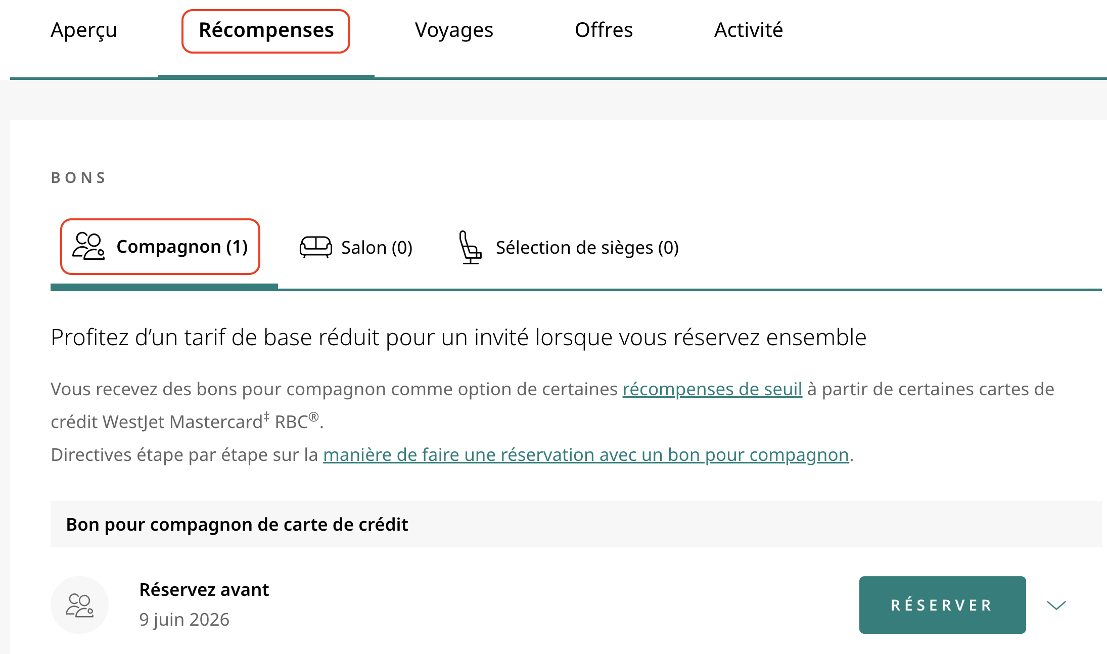 Guide complet&nbsp;: Bon pour compagnon de voyage WestJet - Westjet compagnon bon