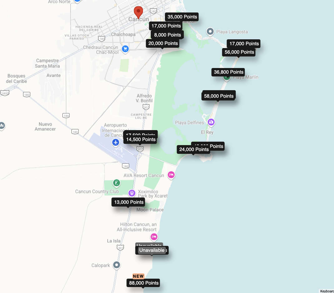 Marriott Bonvoy&nbsp;: Les meilleures destinations à moins de 100&nbsp;000 points - cancun points destinations marriott