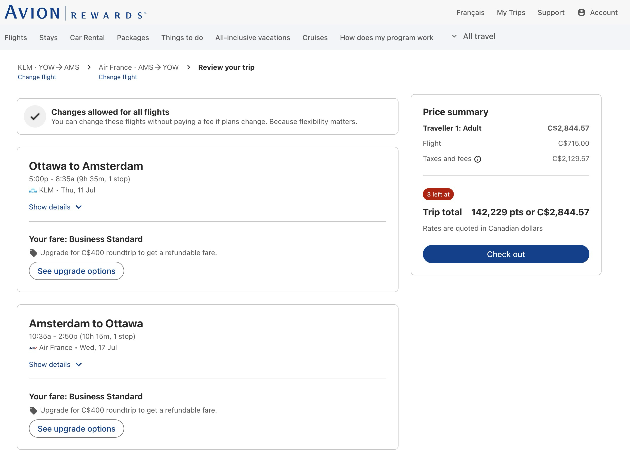 Earn Up to 100,000 Avion Points With the RBC Avion Visa Infinite Privilege Card - yow ams klm j fr