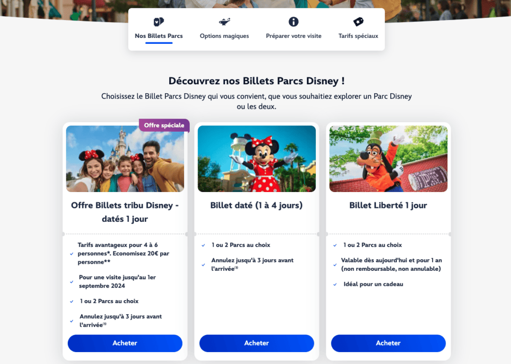 Billets Parcs Disney