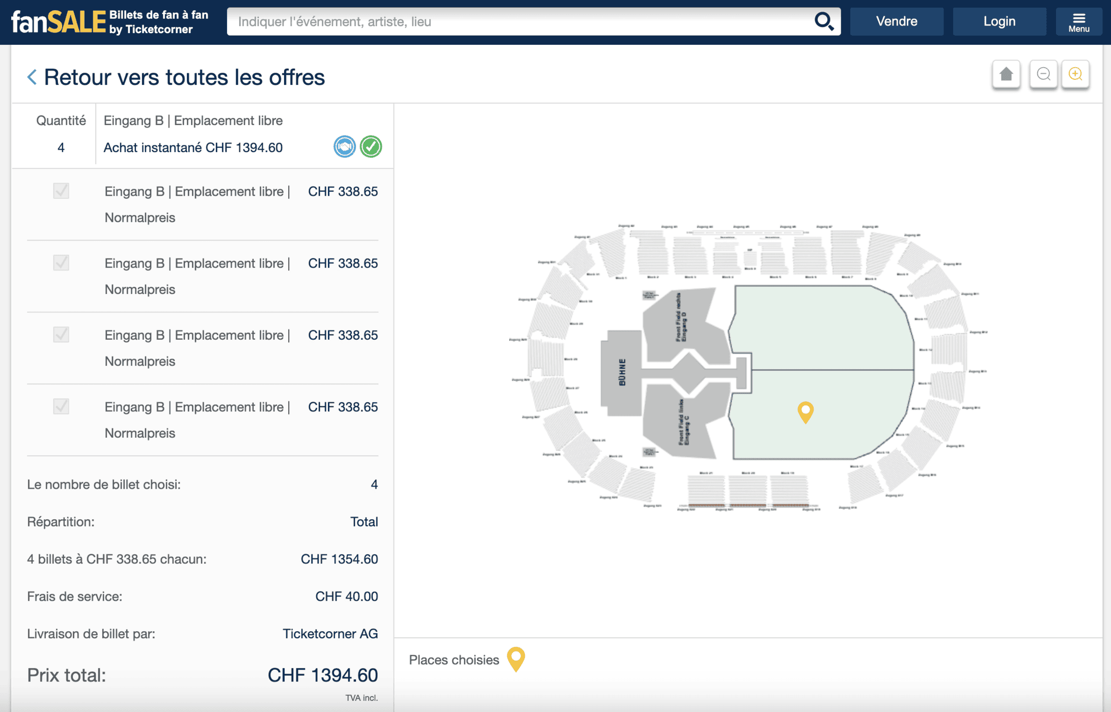 Mon expérience au concert de Taylor Swift - The Eras Tour - Capture du site Fan Sale
