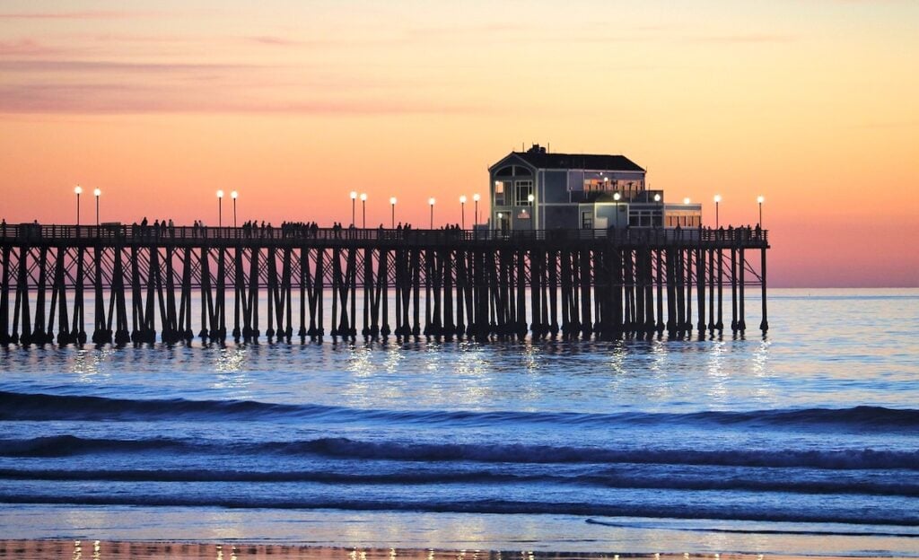 Vue sur la mer à San diego, au coucher du soleil