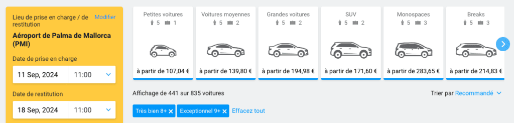 Location de voiture à Palma de Majorque avec Discover Cars