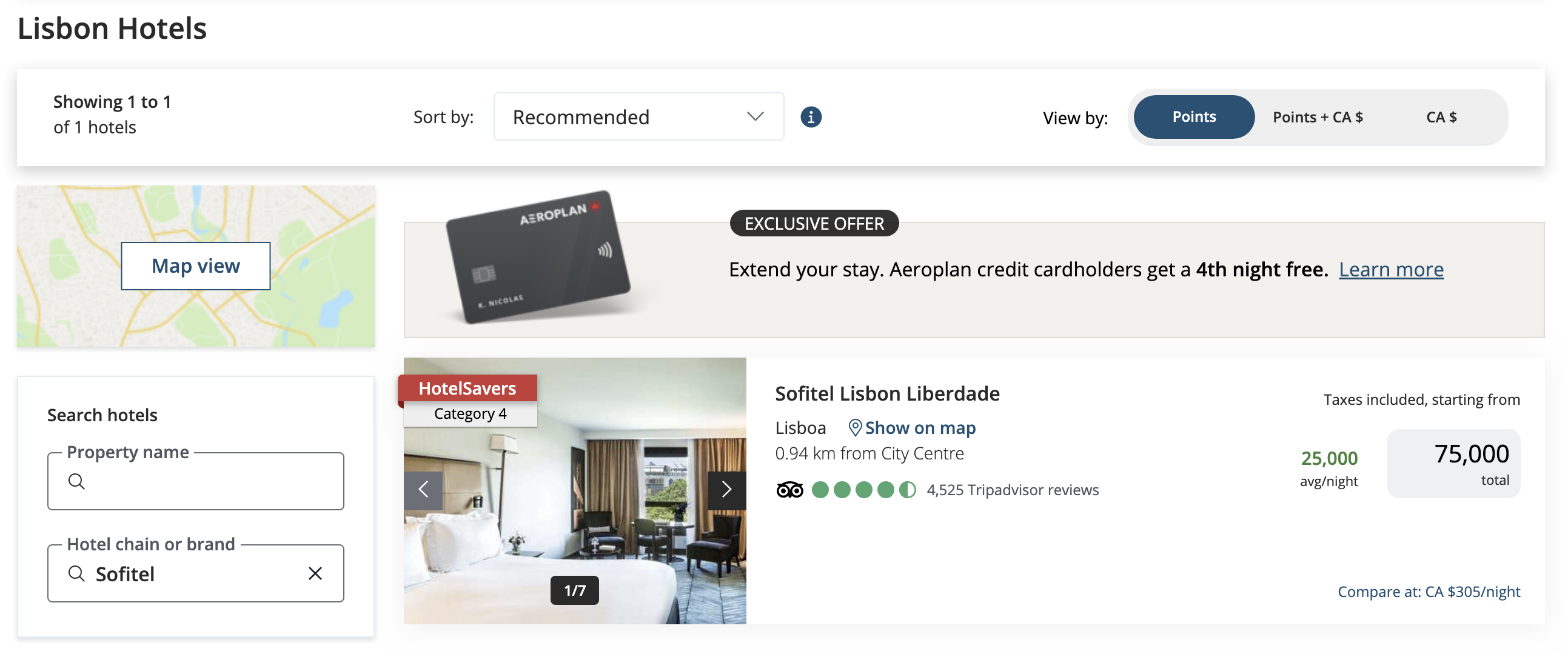 Aeroplan Promotion&nbsp;: 20% points back on hotel reservations - bonplan-aeroplan-lisbonne1-fr