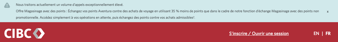 CIBC Aventura&nbsp;: Échangez 35&nbsp;% moins de points pour n’importe quel voyage! - magasinage avec points CIBC