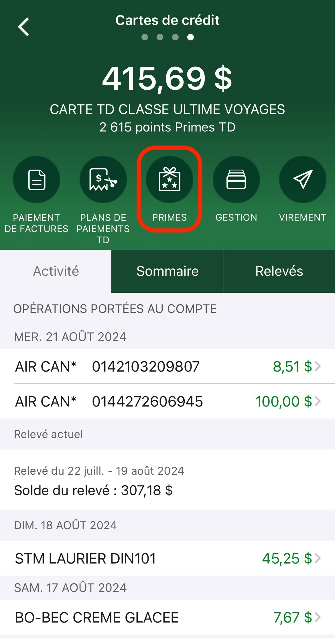 Tutoriel : comment accéder au détail des points accumulés par transaction - TD appli multiplicateur 1